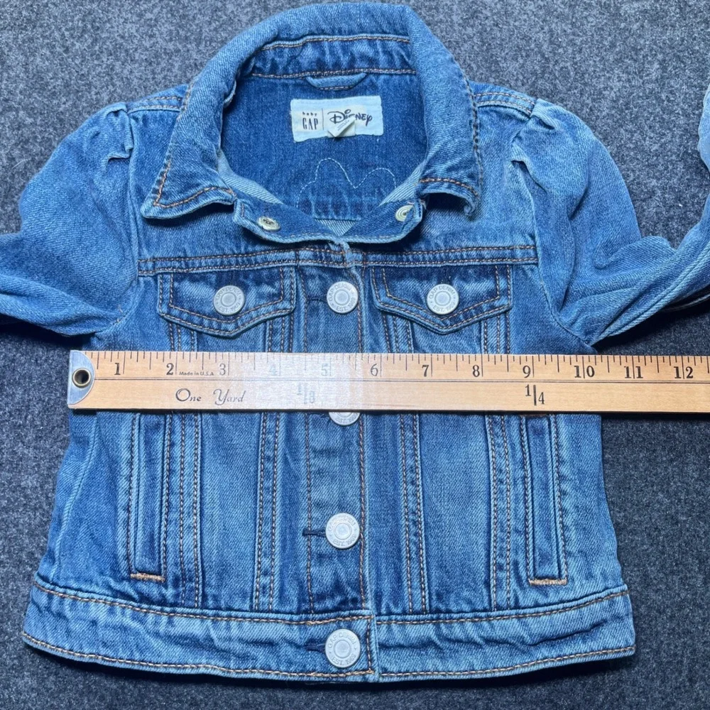 Baby Gap Denim Jacket Toddler 3T Blue Excellent Minnie Mouse Disney‎ Patch Snap